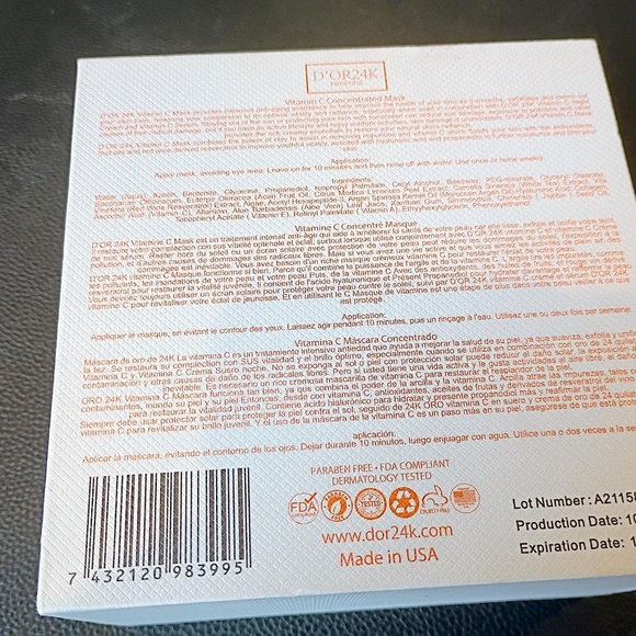 D'OR24K Prestige Vitamin C Concentrated Brightening Mask w/(Authentication Card) - Picture 3 of 6